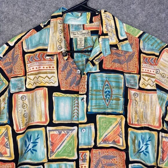 VTG Tori Richard Hawaiian Shirt All Over Print Men's MEDIUM Abstract Lawn - Picture 2 of 7
